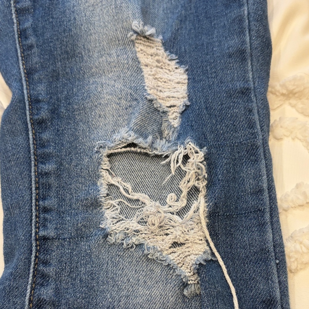 SO Juniors Vintage Vibe High Rise Ankle Skinny Jeans Blue Distressed Size 9/29W - Picture 11 of 14